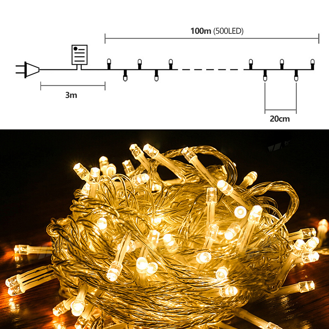 LED Lichterkette Fassaden Außenbereich Licht Deko 500LEDs 100m Warmweiß