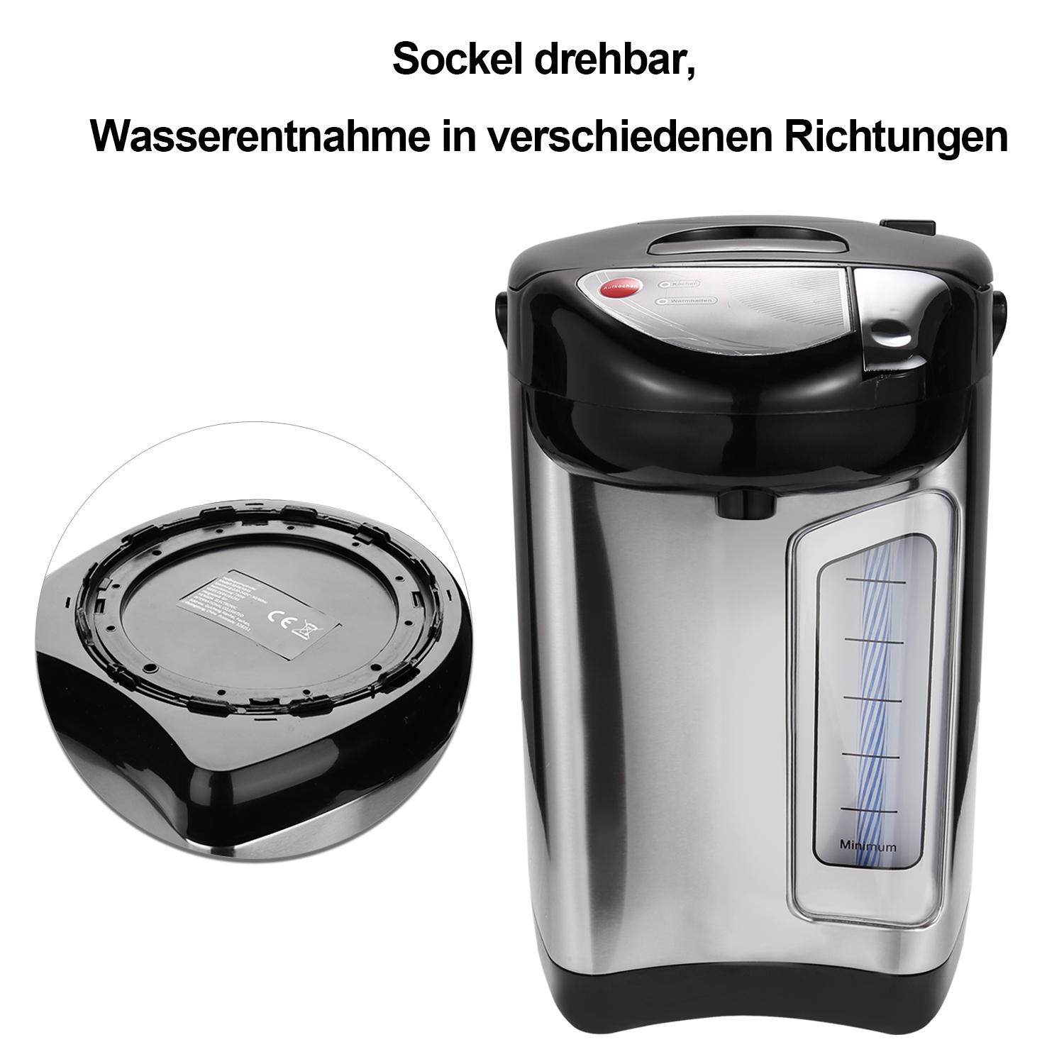 3.5L Heißwasserbereiter Thermopot Heiß Wasser Spender Thermoskanne Edelstahl