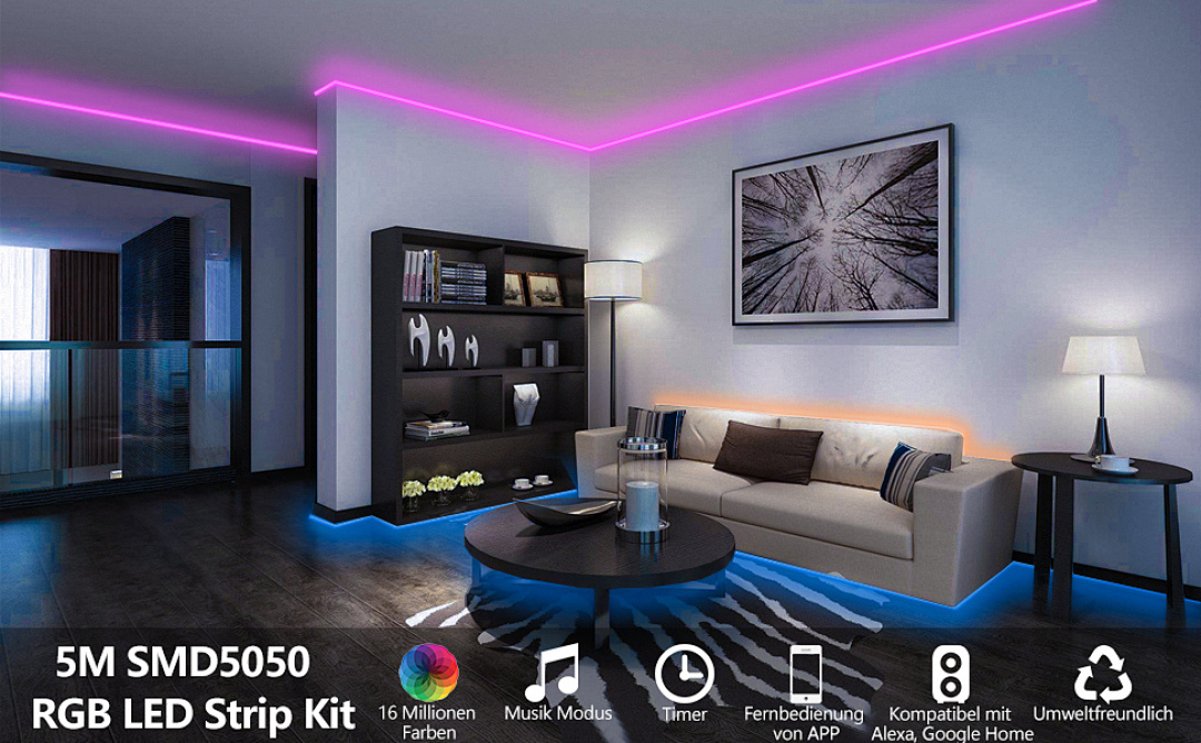 5M LED Streifen WiFi RGB Kontroller Strip 16 Millionen Farben Magic