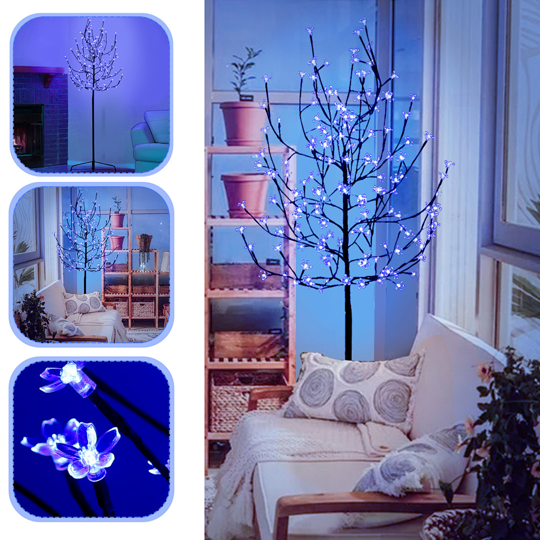 LED Lichterbaum Xmas Kirschblütenbaum 150cm außen innen Blau Blüten | eBay
