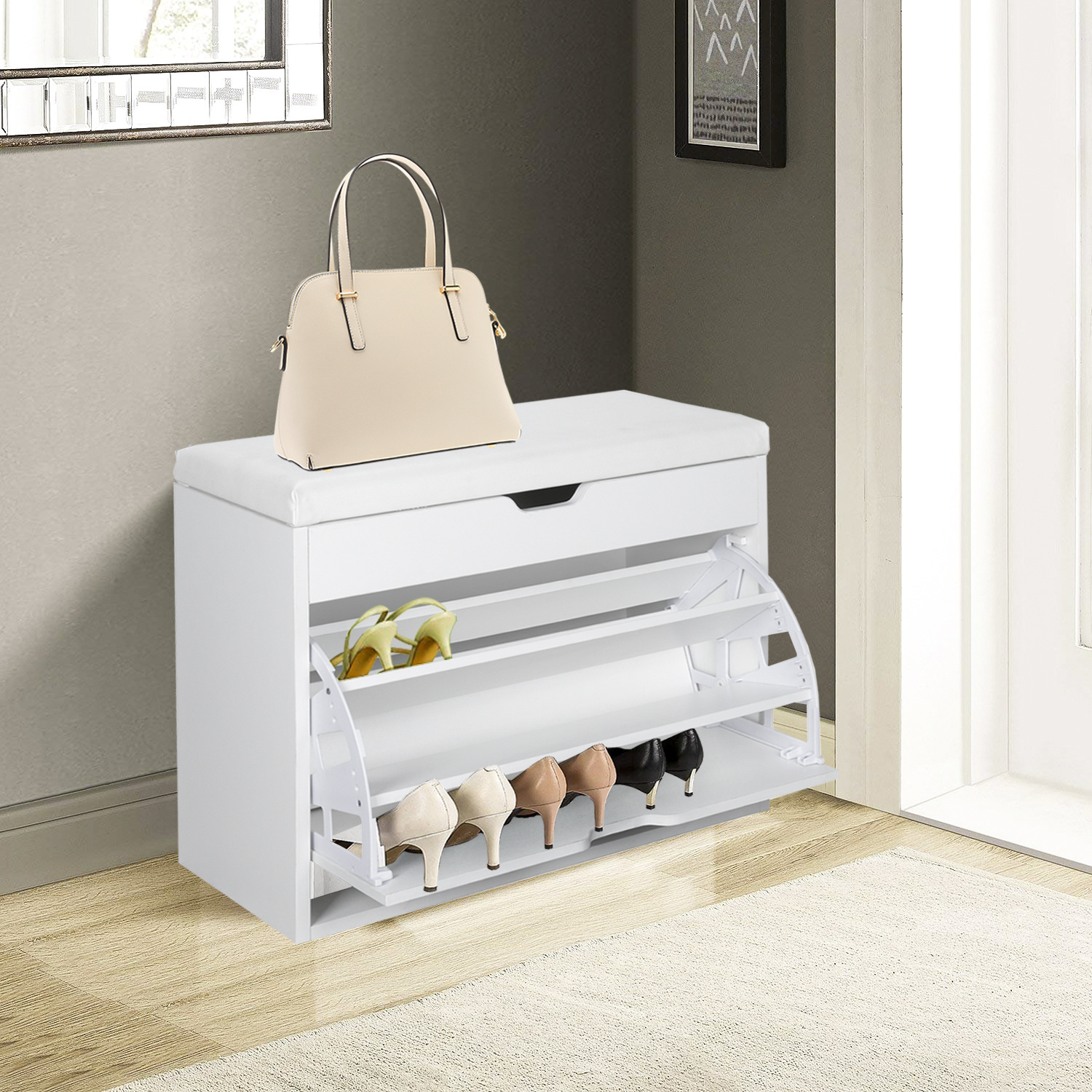 Schuhschrank Schuhbank Schuhablage Sitzkissen 1 Kipper Schuhregal | eBay