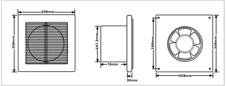 150mm Wandventilator Abluftventilator Badlüfter Gebläse Badezimmer
