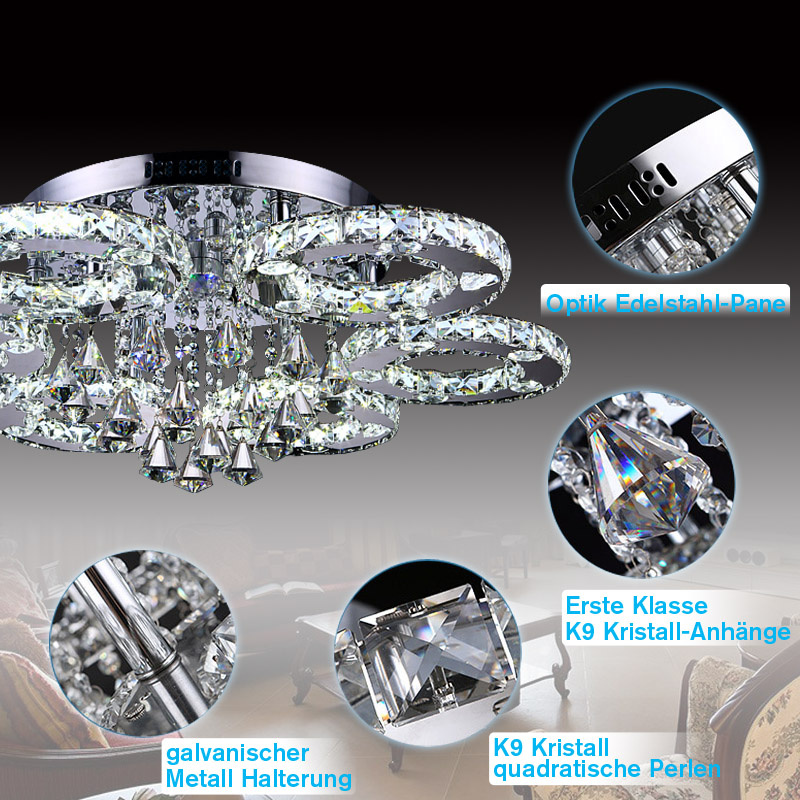88W LED Kristall Deckenleuchte Lüster Hängeleuchte Kronleuchter Pendelleuchte