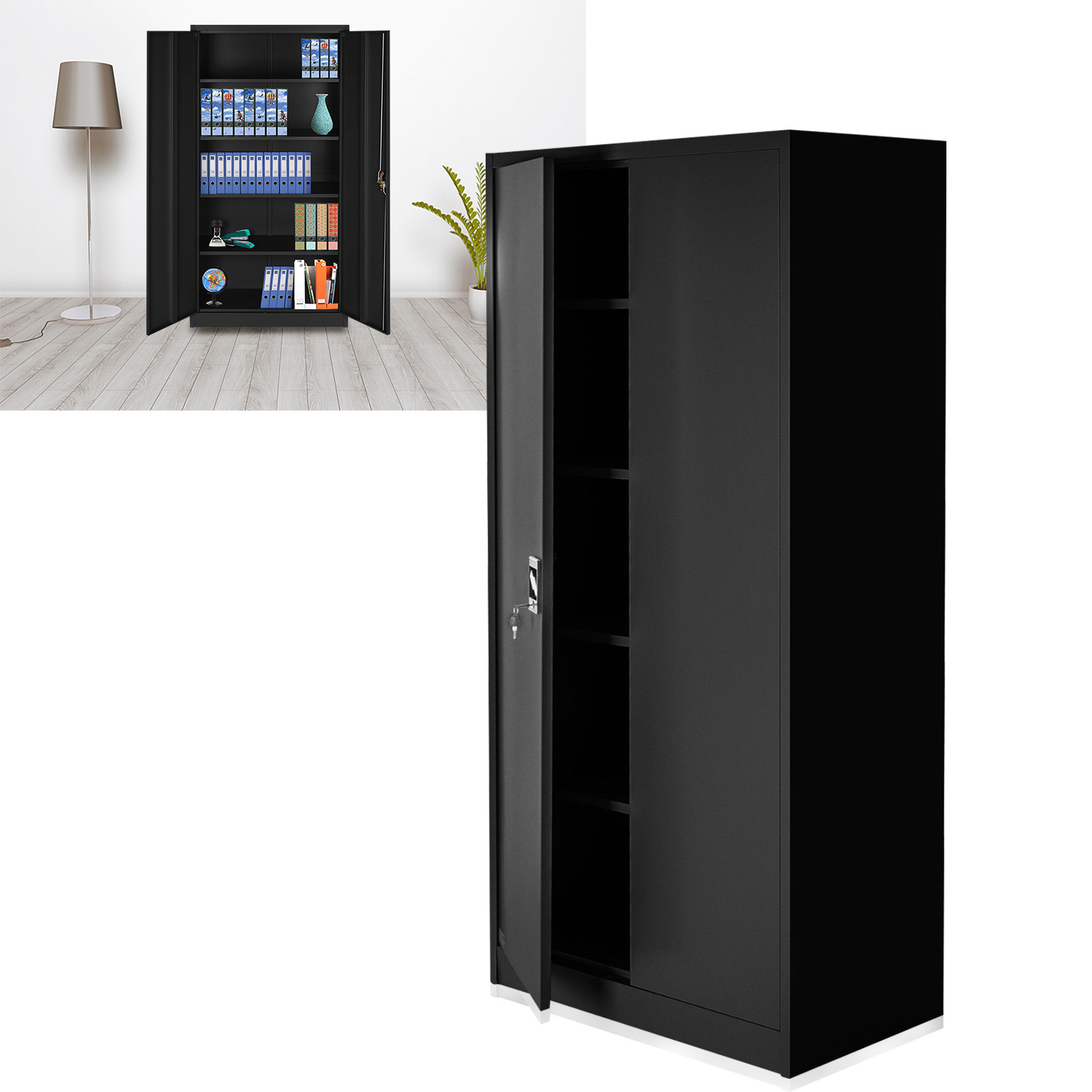 2 Türen Aktenschrank Büroschrank Lagerschrank Stahlblech