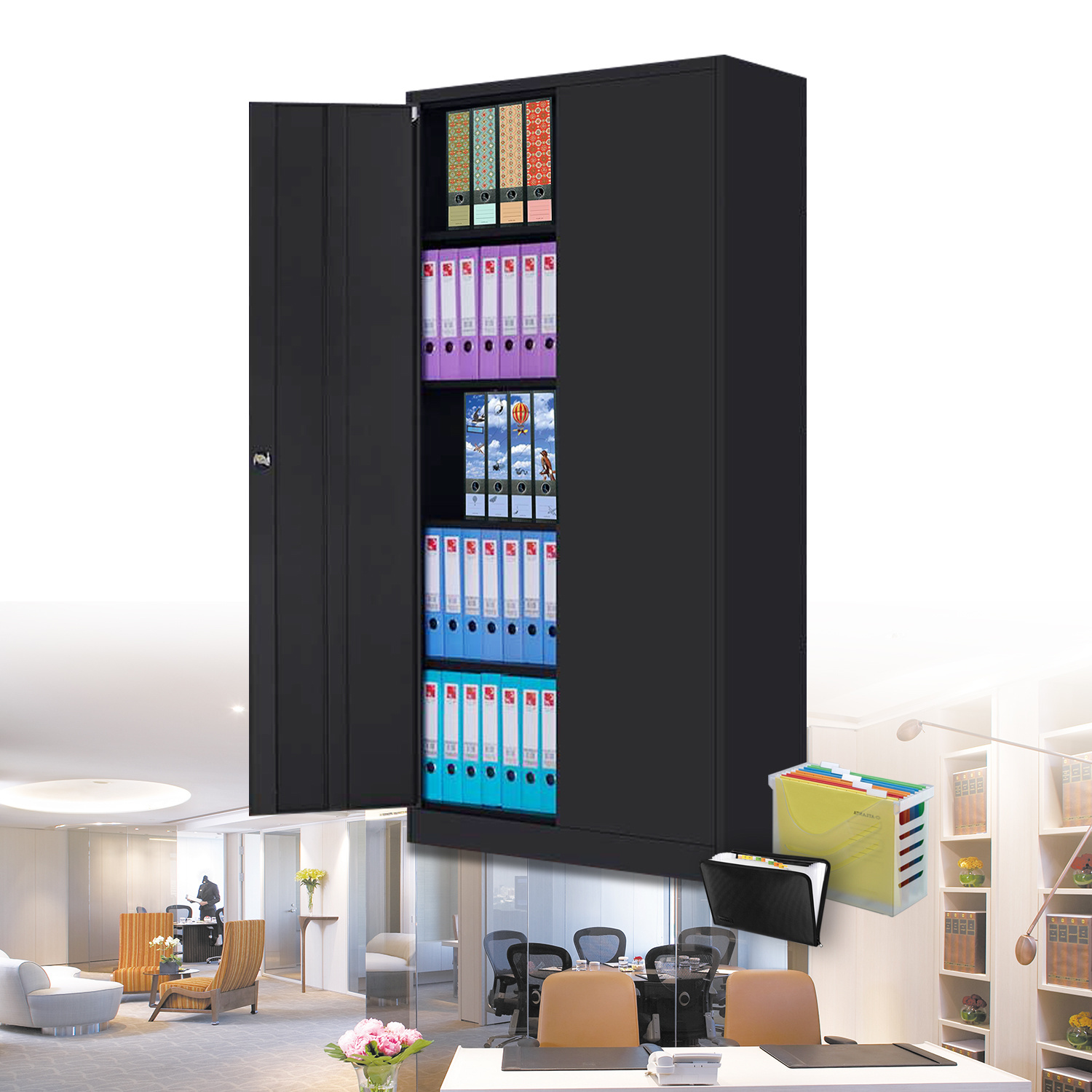 180cm Aktenschrank Abschließbar Büroschrank Metallschrank Büro Schrank