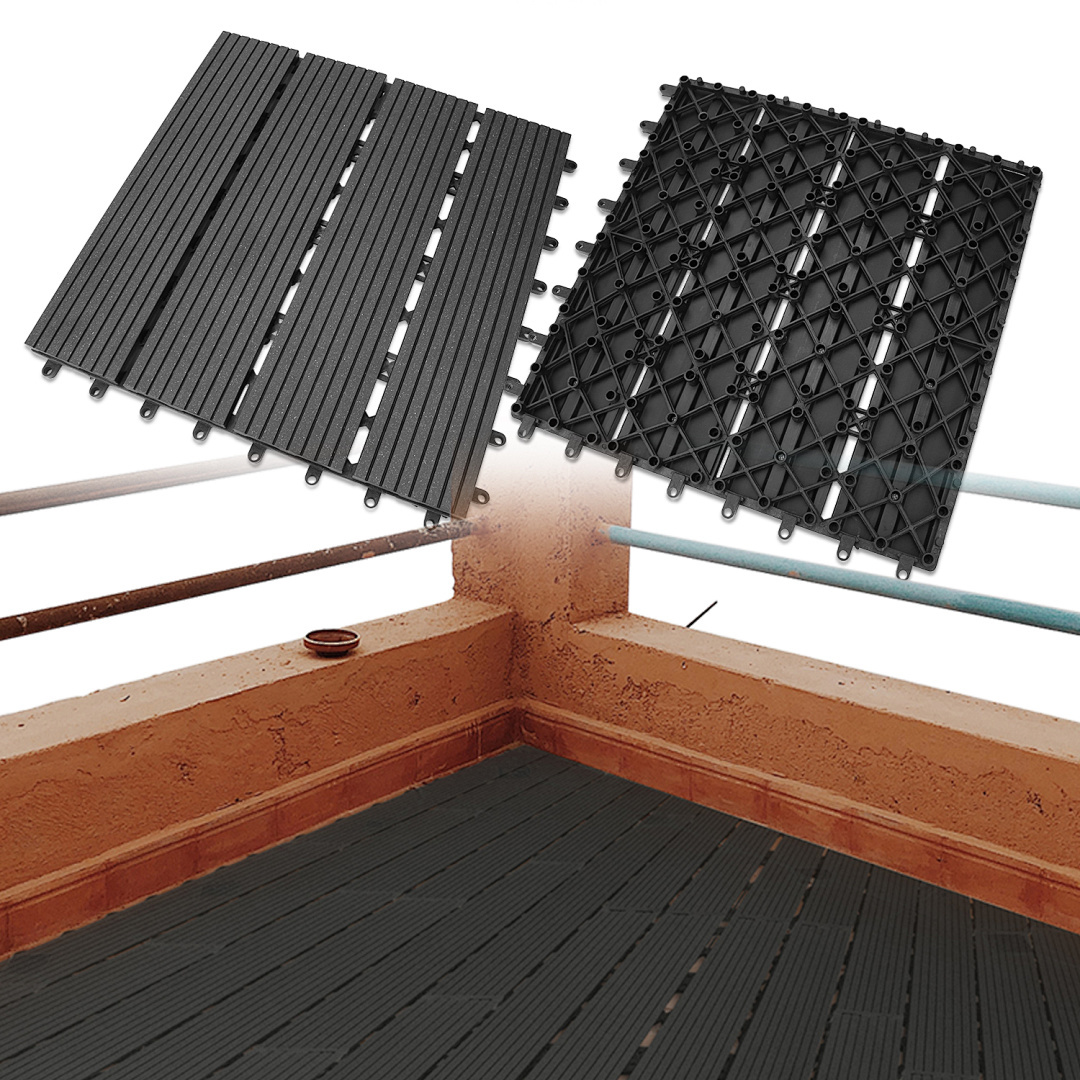 Holzfliesen 11x Terrassenfliese Garten Akazie Bodenfliesen 30x30cm