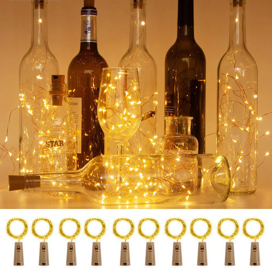 LED Flaschenlicht Stimmungslichter Lichterkette 10x Kork Nachlicht