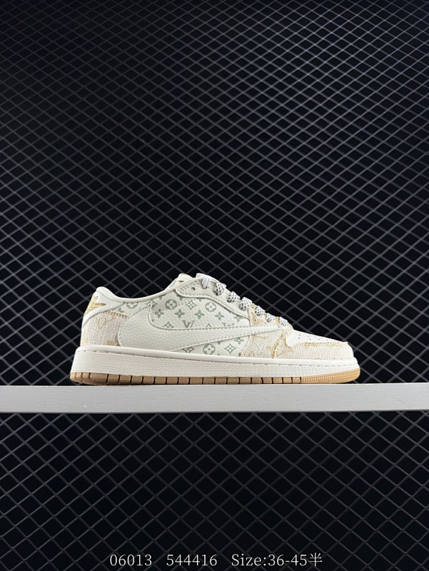 80 Nike Air Jordan 1 x Travis Scott AJ1倒勾 乔一倒钩 ‘DIY’定制 耐克 低帮文化篮球鞋  完美品质出货 细节如图所示  鞋面切割工整  冲孔整齐干净 中底拉