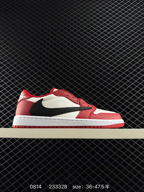 140 Nike Air Jordan 1 x Travis Scott AJ1倒勾 乔一倒钩 ‘DIY’定制 耐克 低帮文化篮球鞋  完美品质出货 细节如图所示  鞋面切割工整  冲孔整齐干净 中底