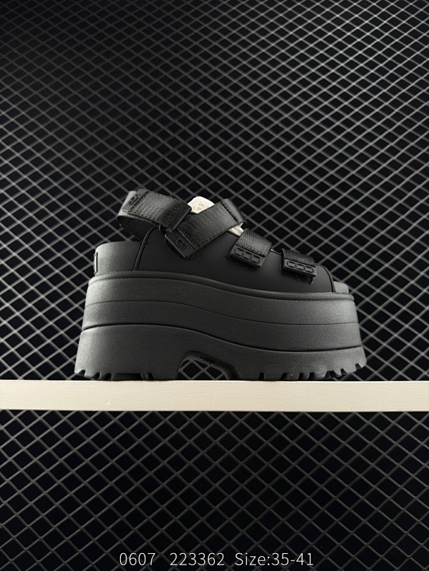 310 UGG Goldenrise 舒适时尚 罗马凉鞋 7.5cm 女款 黑色 货号：W/1167431 尺码：35-41 编码：223362