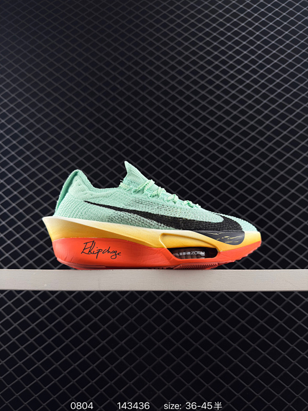 180 Nike/耐克 男女鞋真标半码制，原楦原纸版数据开发，采用全新Atomknit 3.0鞋面织物融合TPU丝半透明鞋面材质，前掌外露式分离式2个Zoom Air气垫设计效果，中底采用ZoomX泡