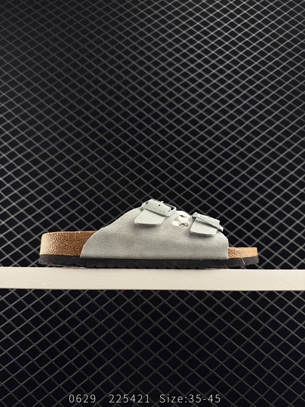 105 【公司级】德国百年知名鞋履品牌·博肯Birkenstock  勃肯拖鞋系列凉拖鞋休闲沙滩凉鞋 BIRKENSTOCK勃肯德国进口男女款牛皮绒面革软底Arizona双扣拖鞋。广东原产#采用质地柔