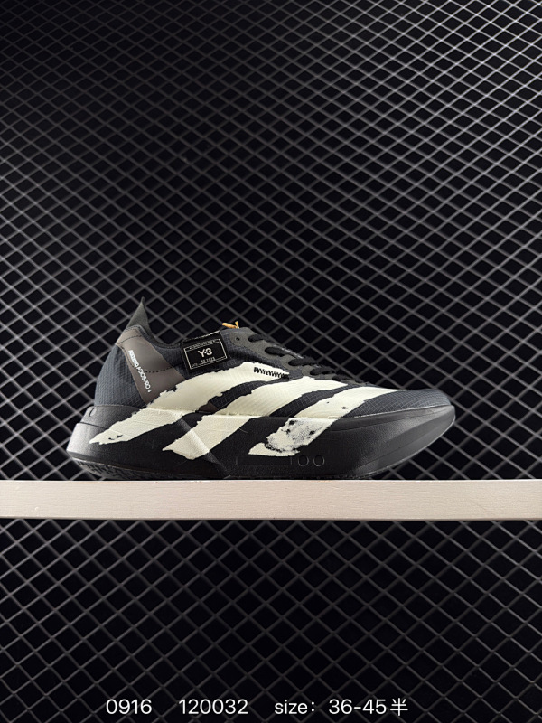 160 公司级✅Adidas Adizero Y-3 Adios Pro 4M 马拉松飞线贾卡轻质透气休闲运动跑步鞋 采用双层透气网纱 Flywire动态飞线绑缚鞋面材质 内置Zoom小气垫装置  货