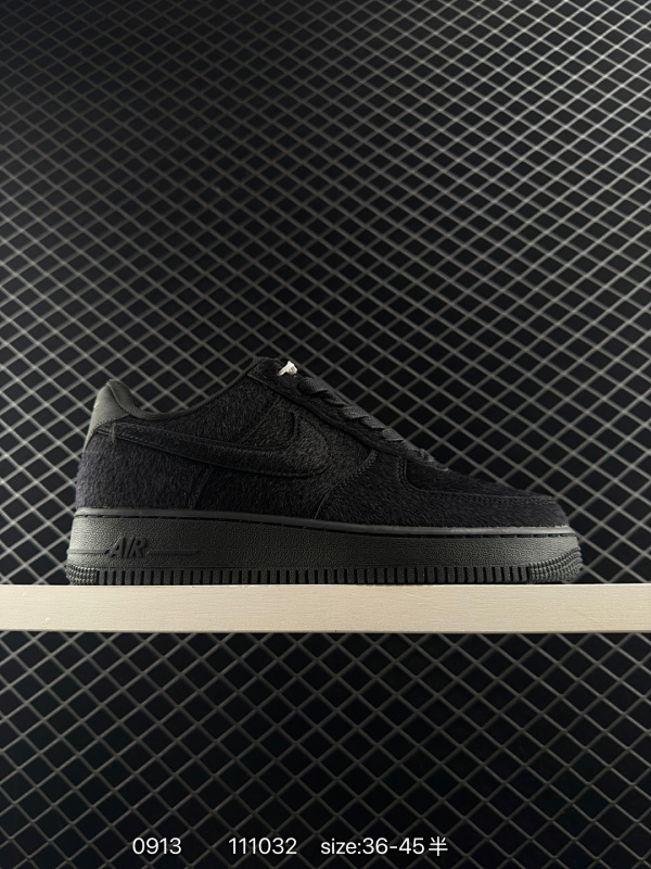 160 Nike Air Force 1 Low 07 纯黑绒毛 原楦头原纸板 打造纯正低帮空军版型 专注外贸渠道 全掌内置蜂窝气垫  原盒配件 原厂中底钢印、拉帮完美  官方货号：II7398 00