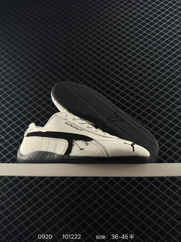 110 真标✅PUMA 彪马 x Balenciaga巴黎世家 Speedcat 系列 薄底鞋 牛皮绒面革 圆头做旧磨损 低帮 生活休闲鞋 官方货号:847146 WSDSD 9010 尺码:如图 I