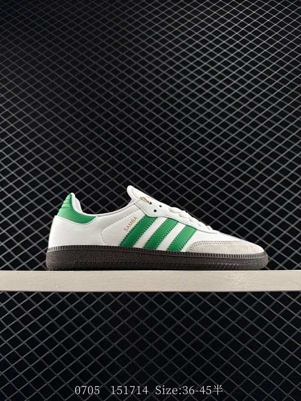 70 真标✅阿迪达斯三叶草Adidas Originals Samba Vegan OG桑巴舞系列绅士德训足球风百搭低帮休闲运动板鞋“皮革黑白浅灰焦糖底环保标识” 货号：CQ2149 尺码：36 36