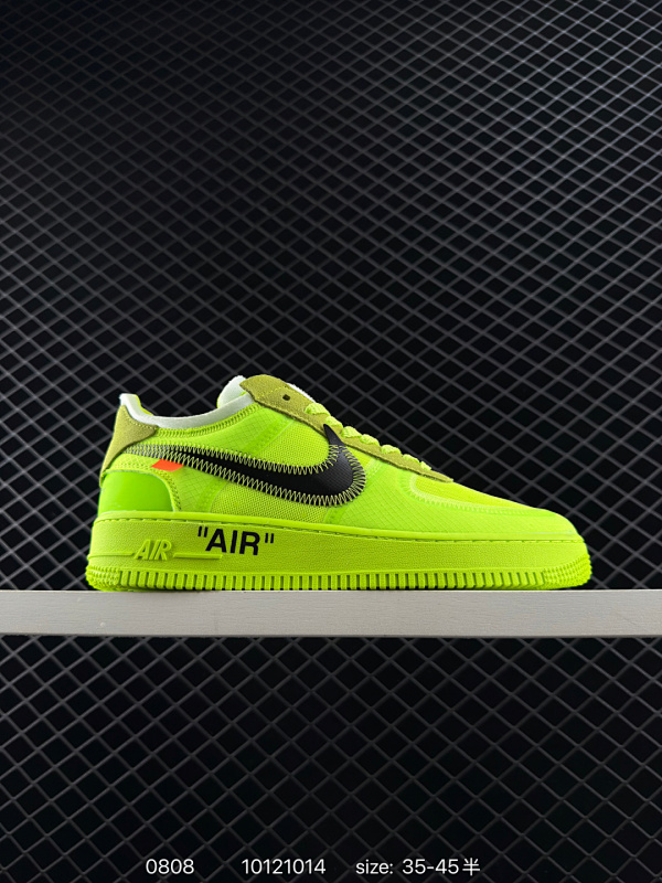 70 耐克Nike OFF-WHITE x Air Force 1 OW联名空军一号 厚底增高运动板鞋 小白鞋 鞋款延续了此次联名的设计风格，鞋身内侧同样印有大面积标语，水晶中底点缀醒目的 “AI