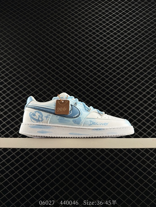 230 NIKE COURT VISION LO ‘DIY’定制 低帮百搭 透气休闲运动板鞋  兼顾舒适脚感和出众风范 演绎匠心之作 结构性的支撑贴合感结合复古篮球设计  电绣工艺 皮料切割干净无