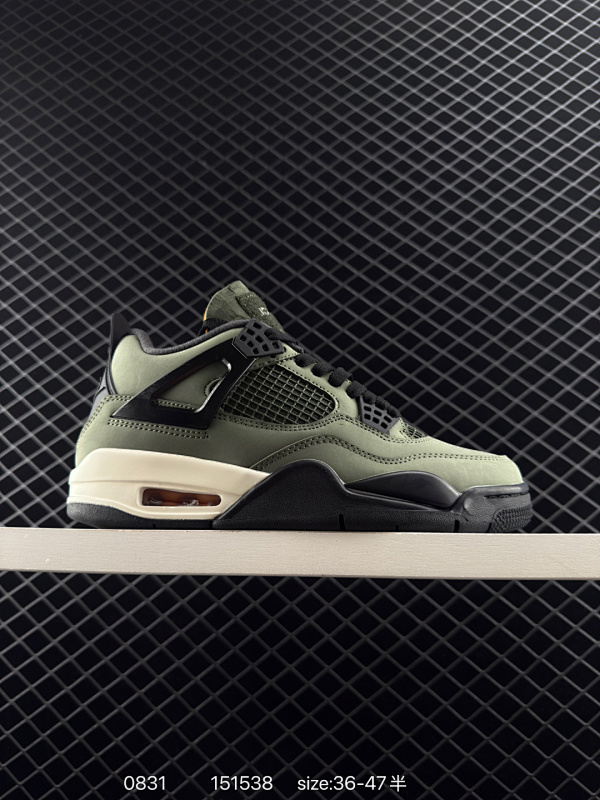190 Undefeated x Air Jordan 4 Retro 复刻绿黑 AJ4 乔丹4代 aj4 乔4 军绿 乔丹篮球鞋系列 这款鞋体现了受MA-1飞行夹克启发的经典Undefeated军事