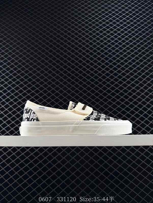 100 万斯Fear of Fog x Vans Slip-On 47 V DX FOG高街黑白懒人魔术贴一脚蹬帆布鞋 尺码：35 36 36.5 37 38 38.5 39 40 40.5 41 4