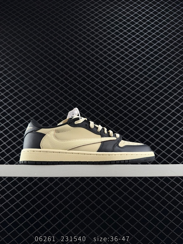 200 公司级✅Nike Air Jordan 1 x Travis Scott AJ1倒勾 乔一倒钩 耐克 低帮文化篮球鞋  完美品质出货 细节如图所示  鞋面切割工整  冲孔整齐干净 中底拉帮