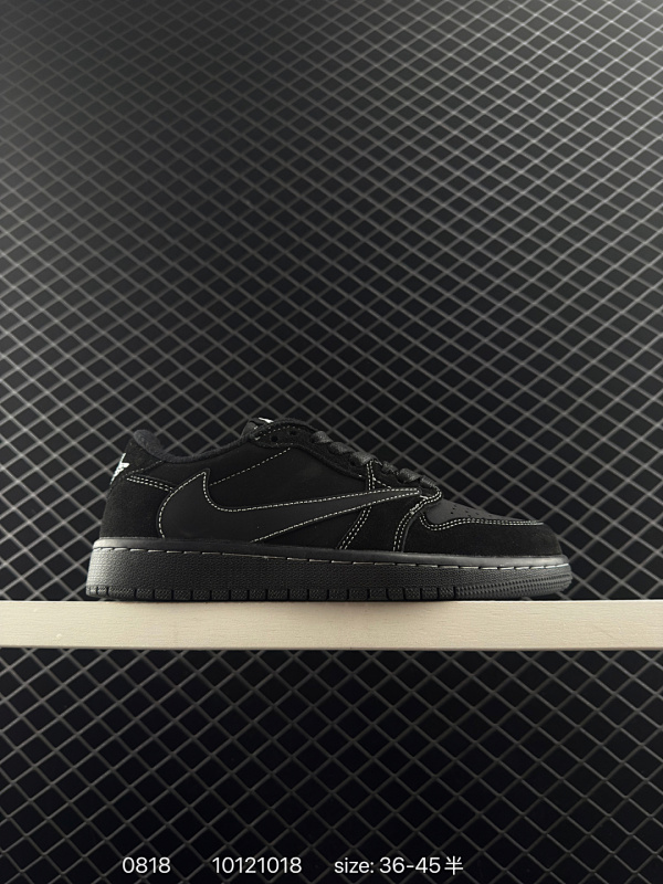 90 AJ1倒勾Travis Scott x Air Jordan 1 ” Reverse Mocha “ AJ1乔1 TS 闪电 联名倒钩 低帮文化篮球鞋 完美品质出货 细节如图所示  鞋面切割工整