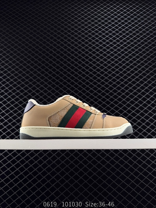 150 公司级✅Gucci Distressed Screener sneaker 古驰小脏鞋系列 官方同步  绿盒版本 海淘代购指定专供经典原型复古百搭做旧小脏板鞋复古学院风 怀旧版 原版做旧