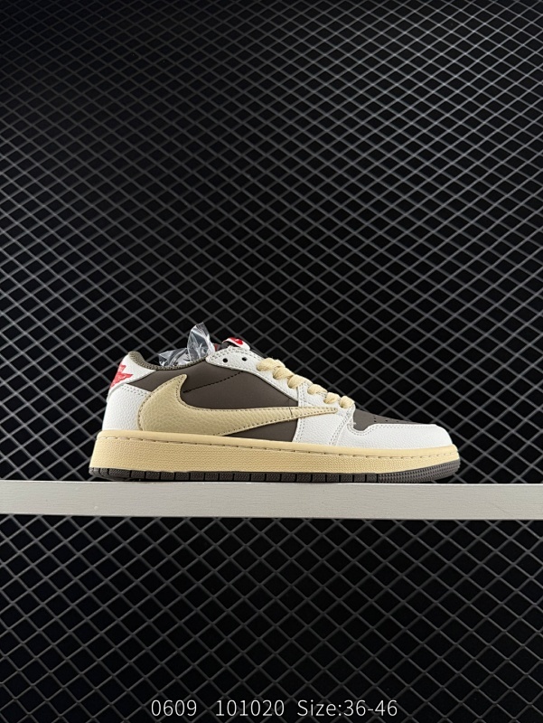 100 公司级✅AJ1倒勾Travis Scott x Air Jordan 1 ” Reverse Mocha “ AJ1乔1 TS 闪电 联名倒钩 低帮文化篮球鞋 完美品质出货 细节如图所示  鞋