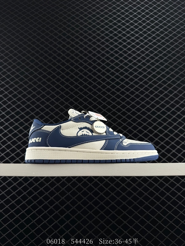 130 公司级✅Nike Air Jordan 1 x Travis Scott AJ1倒勾 乔一倒钩 ‘DIY’定制 耐克 低帮文化篮球鞋  完美品质出货 细节如图所示  鞋面切割工整  冲孔整齐干