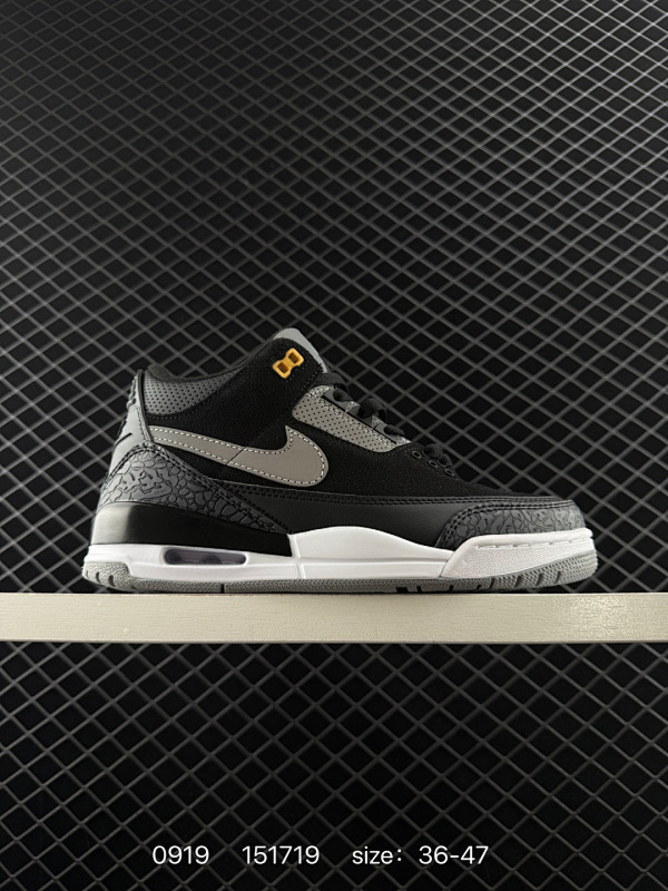 95 Air Jordan 3 Retro "Tinker" 3M反光 黑水泥 AJ3 乔丹3代 aj3 乔3 3M反光 黑水泥 乔丹篮球鞋系列 承袭自3代鞋型最为经典的Black Cement黑水泥
