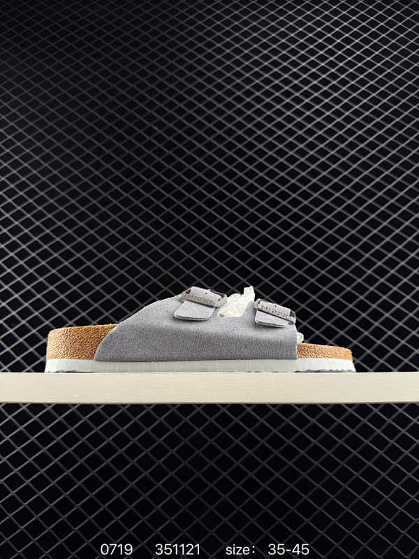 105 德国百年知名鞋履品牌·博肯Birkenstock  勃肯拖鞋系列凉拖鞋休闲沙滩凉鞋 BIRKENSTOCK勃肯德国进口男女款牛皮绒面革软底Arizona双扣拖鞋。广东原产#采用质地柔软牛皮革