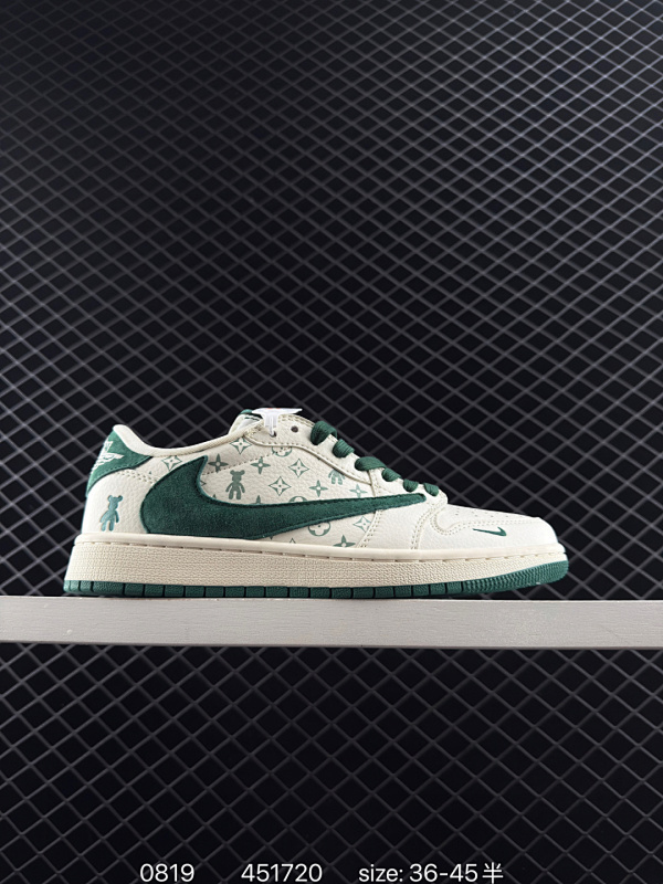 100 AJ1倒勾Travis Scott x Air Jordan 1 ” Reverse Mocha “ AJ1乔1 TS 闪电 联名倒钩 低帮文化篮球鞋 完美品质出货 细节如图所示  鞋面切割工