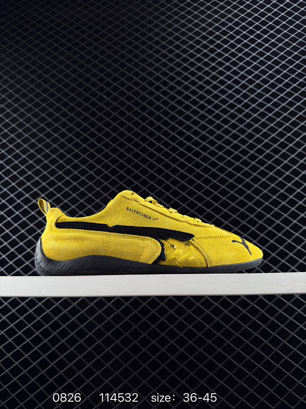 160 巴黎世家联名款The Open Product x Puma Speedcat 极速赛车系列彪马低帮生活休闲鞋 原装档案原数据纸版楦型 采用原厂固色翻毛皮鞋面材质 二次成型'猛帮'成型工艺