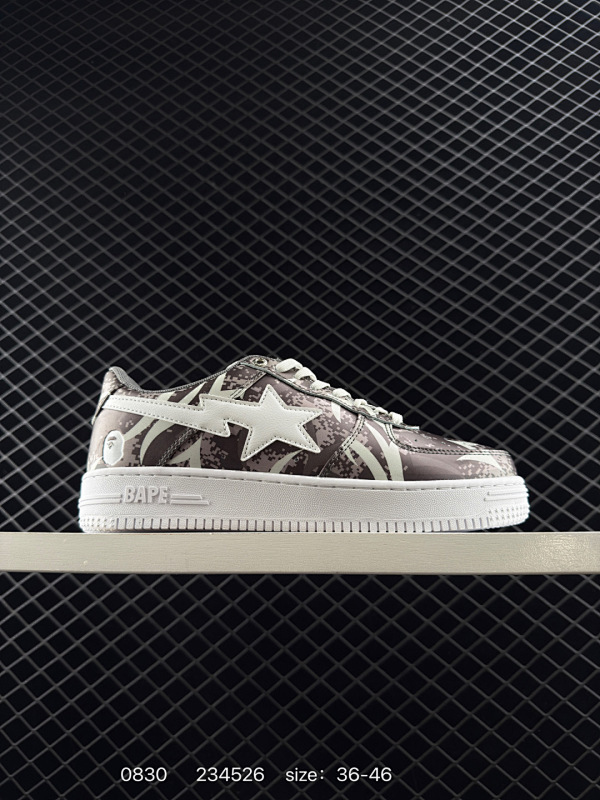 130 A BATHING APE CLOT EGRA CAMO BAPE STA 牛皮 简约舒适潮流个性 耐磨 低帮 板鞋 男款 尺码：如图 编码：234