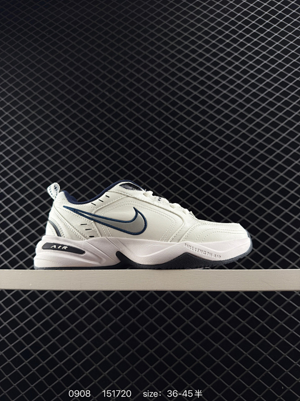 100 Nike Air Monarch M2K 复古单品 复古潮流优质皮革打造鞋面，夸张流线极符 风靡老爹元素  外形延续当下潮流得未来感老爹鞋 设计干净配色风格也带有浓郁的复古感受 极为独特