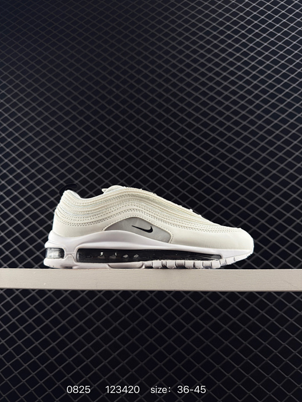 100 耐克Nike Wmns Air Max 97  复古气垫百搭休闲运动慢跑鞋。 作为Nike最具代表性的鞋款之一，诞生于1997年的 Air max 97开创了全掌大容量 Nike Aire的先