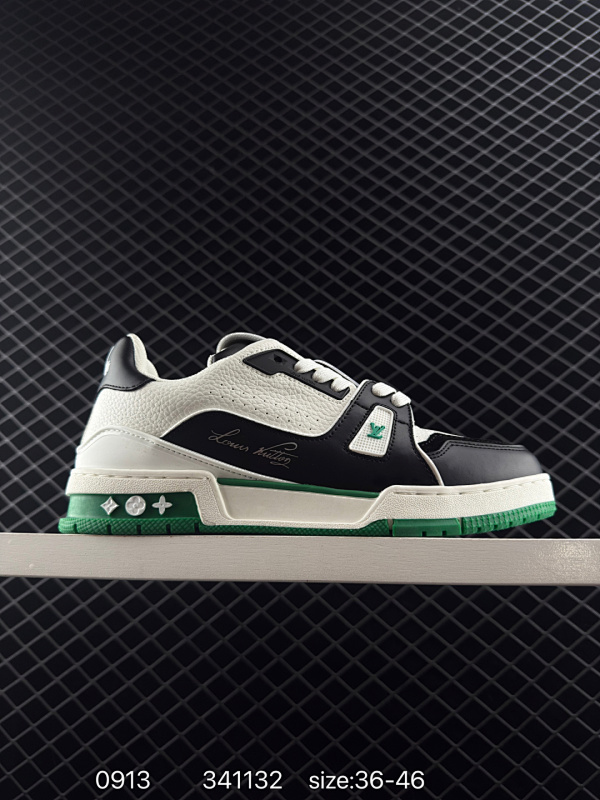 160 Louis Vuitton/路易威登 男女鞋配置厚实抽屉礼品鞋盒，采用荔枝纹纤维革组合粒面牛剖革鞋面材质，鞋垫嵌入软脚感EVA物料，外置TPR光泽隔色鞋底❗法国巴黎百年奢侈品牌LV路易威登