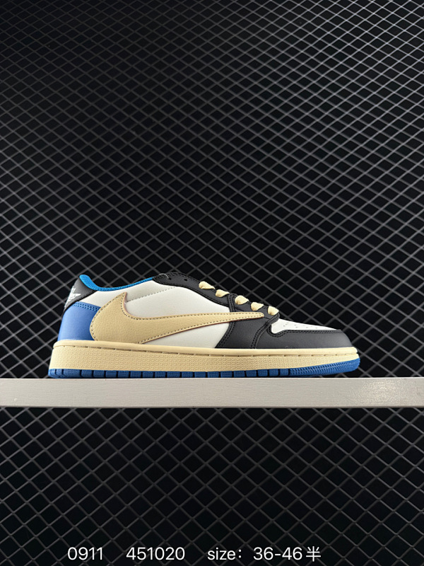 100 真标带半码 Travis Scott x Air Jordan 1 Low "Reverse Mocha" 低帮 白棕倒钩 AJ1 乔丹1代 aj1 乔1 低邦 白棕倒勾联名 乔丹篮球鞋系列