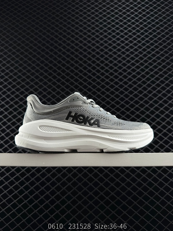 140 Z HOKA ONE ONE Bondi 9 WIDE  邦迪九代舒适防滑耐磨低帮休闲跑步鞋 相比常规跑鞋 HOKA ONE ONE特别研发使用性能独特的几何形跑鞋中底 此种鞋底更厚、更高