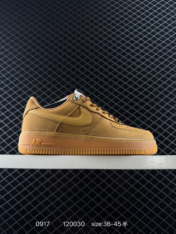 150 Nike Air Force 1 07 LV8 “Wheat / Flax” 牛皮 经典复古风格 防滑耐磨轻便 低帮 板鞋 男女同款 小麦色 货号：CJ9179 200 尺码如图所示 编码12