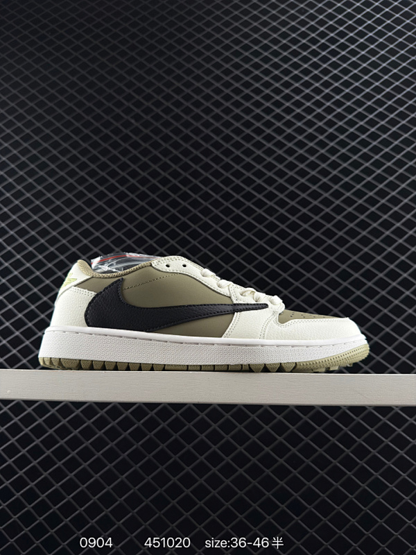 100 Travis Scott x Jordan Air Jordan 1 Low Golf 倒钩 6.0棕白