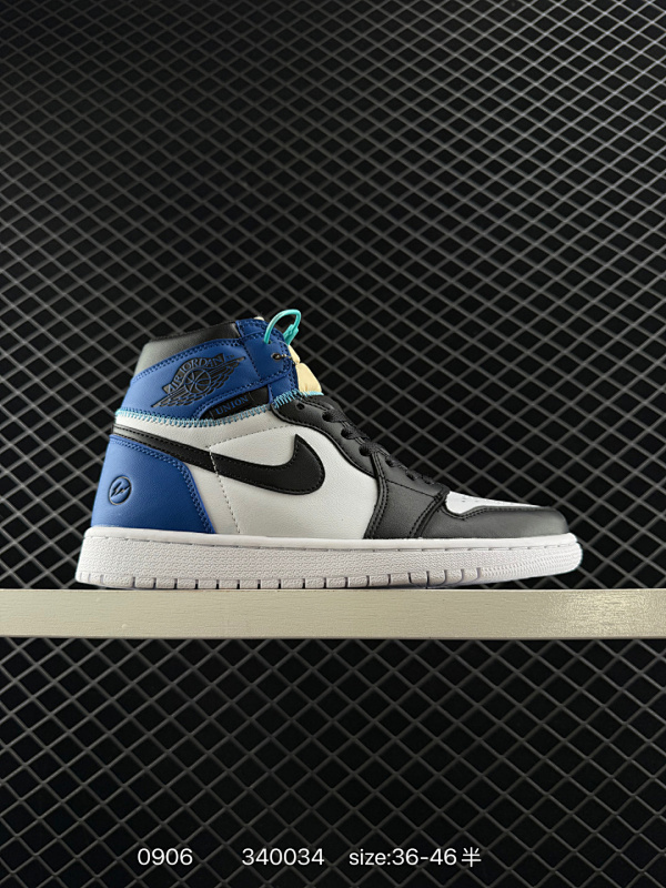 170真标带半码 Union x Air Jordan 1 Retro High OG NRG 高帮 蓝黑红拼接 AJ1 乔丹1代 aj1 乔1 高邦 黑蓝红拼接 乔丹篮球鞋系列 鞋身主体来自经典的白