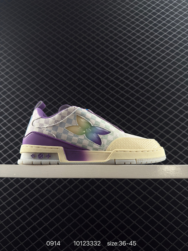 160 Louis Vuitton/路易威登 男女鞋配置厚实抽屉礼品鞋盒，采用荔枝纹纤维革组合粒面牛剖革鞋面材质，鞋垫嵌入软脚感EVA物料，外置TPR光泽隔色鞋底❗法国巴黎百年奢侈品牌LV路易威登Lo