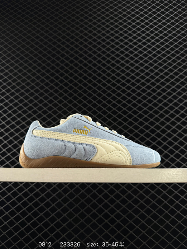 160 公司级✅PUMA 彪马 x Balenciaga巴黎世家 Speedcat 系列 薄底鞋 牛皮绒面革 圆头做旧磨损 低帮 生活休闲鞋 极速赛车系列 复古运动休闲跑鞋 充正版本  鞋面设计轻量透