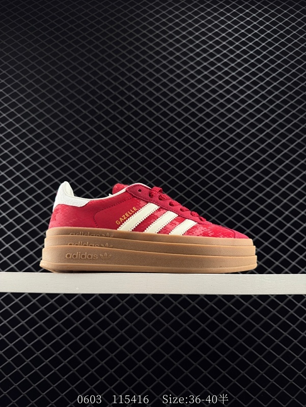 80 ✅Adidas originals GAZELLE BOLD CNY 蛇年限定 高热新品 ”year ofsnake“ 时尚百搭 防滑耐磨 低帮 阿迪达斯 厚底松糕板鞋 以红色为主 鞋头采用深红