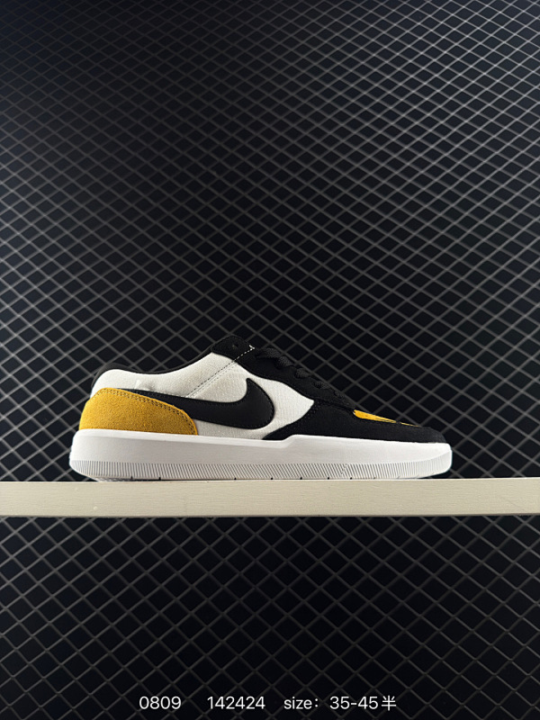 120 耐克Nike SB Force 58 运动滑板鞋。这是一款将前沿创新带入街头的单品，它具有硫化杯底，具有出色的耐用性和灵活性。使用柔软皮革和帆布拼接，在饰面上放置通风口，它自始至终都融入了传统