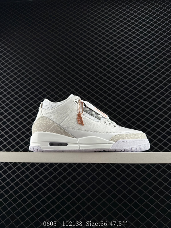 190 Air Jordan 3 Retro "Pure Money" 中帮 白猫 AJ3 乔丹3代 aj3 中邦 白色 男女同款 乔丹篮球鞋系列 鞋身整体一袭纯白的外表不乏高贵的气质，白色的荔枝纹皮