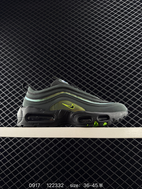 160 ✅Air Max 95/97 Ducks of a Feather Storm 全掌气垫运动鞋  拼接设计鞋口饰有双提鞋环正面系带 标志性 Swoosh 细