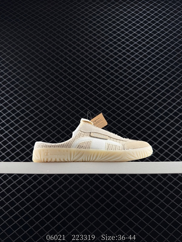 95 Champion 德训穆勒鞋 Champ T-trainer Mule 百搭潮流时尚简约复古经典舒适 防滑包头拖鞋 男女款 焦糖米/奶白 货号：U5BFASW01F1 尺码：36-44