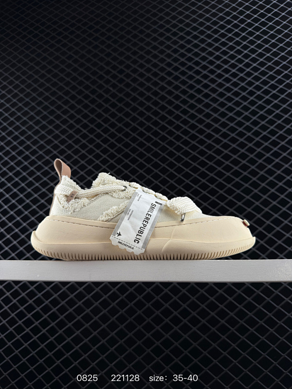 140 Sneakers Low 松糕厚底增高低帮 反系带乞丐风帆布低帮休闲运动鞋 SMILEREPUBLIC 檀健次 徐璐 程潇同款厚底开口笑半拖帆布鞋 新晋街头鞋履品牌 SMILEREPUBL
